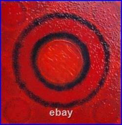 Beautiful Mid Century Enamel on Metal Abstract With Varying Red Colors