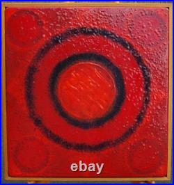 Beautiful Mid Century Enamel on Metal Abstract With Varying Red Colors