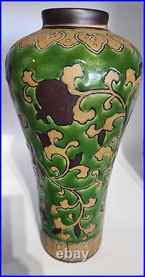 Beautiful enamel paint chinoiserie art nouveau pottery vase