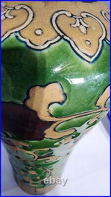 Beautiful enamel paint chinoiserie art nouveau pottery vase