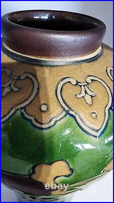 Beautiful enamel paint chinoiserie art nouveau pottery vase