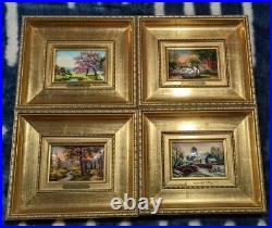 Betourne Limoges Jp Loup Enamel On Copper 4 Seasons Miniature Painting Le