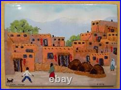 Betty Gray Enamel Painting on Copper Taos Village