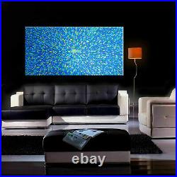 Blue Abstract Modern Painting Original handmade signed Large framed xxx Canvas