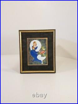 Blue Gown #2 Woman and Flowers Enamel Art by Marie Cole Whitestone New York