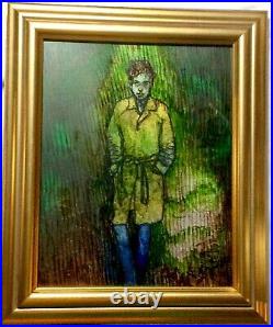 Bob Dylan. Original Painting On Paper 11 X 8.5 In Framed By Roldan West. WithCOA