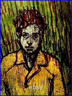 Bob Dylan. Original Painting On Paper 11 X 8.5 In Framed By Roldan West. WithCOA