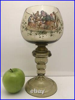 Bohemian Czech Moser LUDWIG Art Glass Enameled Hand Painted Figural Goblet 11