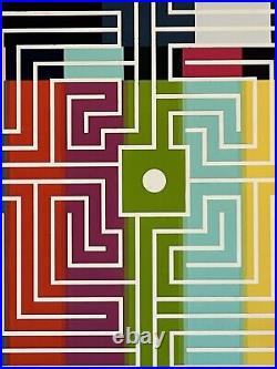 Brian Ruppel Vintage Modern Abst Hardedge Painting Cubism Cubist Pop Art Signed