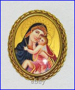 Brooch Antique Portrait Miniature Virgin A THE CHILD Antique Brooch Mary Christ