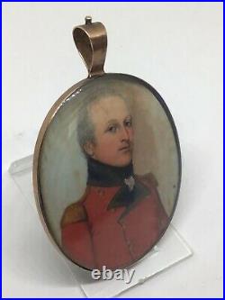C1810 Napoleonic military Officer Portrait Miniature Painting GoldFrame Enamel