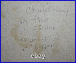 CHARLES PENNY-British Artist-Original Signed Enamel on Copper-In the Garden