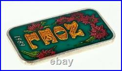 CHRISTMAS NOEL 1989 with Enamel Paint By The Mint 1 oz. Silver Art Bar