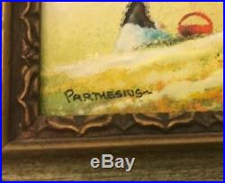 Charles Edward Parthesius 4 x 3 Enamel on Copper Signed Impressionist