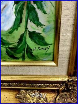 Charles H Penny Enamel on Copper Painting'In the Garden' Framed With C of A