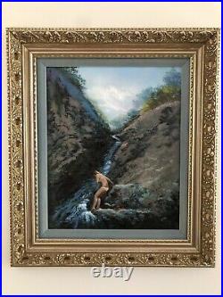 Charles Parthesius Enamel On Copper Painting Mountain River Landscape Vintage