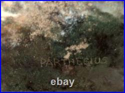 Charles Parthesius Enamel On Copper Painting Mountain River Landscape Vintage