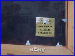 Charming Snd Charles Parthesius Mint Enamel Copper Impressionist Painting Frame