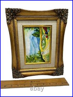 Cloisonne Enamel Copper Original Oil Painting Framed Landscape Farming Family