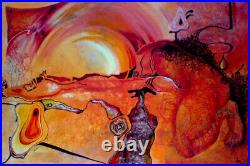 Contemporary abstract art painting expressionism figures body sun fire fauvism