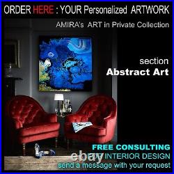 Contemporary pop art painting modern decorative design artist iconic dolphin blu