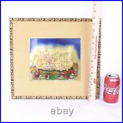 Copper on Enamel Gold Toned by Artist Rose City of Temples Framed & Signed Print