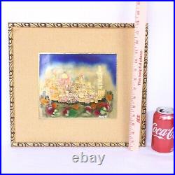 Copper on Enamel Gold Toned by Artist Rose City of Temples Framed & Signed Print