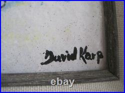 DAVID KARP Enamel Painting Child on Sled w Frame