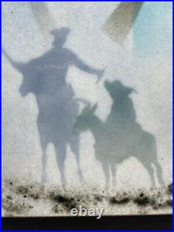 DOMINGO BLOCK Signed Enamel on Copper Don Quixote Framed