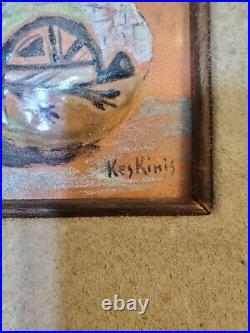 Daphne Keskinis Enamel & Copper Painting Southwestern Navajo Pottery MID Century