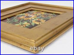 Daphne Keskinis Enamel Painting Sunflowers Floral 8x10 in 16x18 Gilt Wood Frame