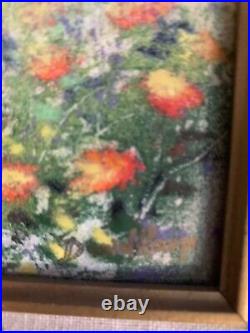David Karp Signed Artist. Garden Scenes Enamel on Copper Paintings