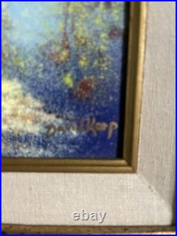 David Karp Woman and Birds Enamel on Copper Painting