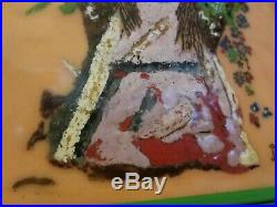 DeGrazia Painting Repro Flower Girl Framed Enamel on Copper Plate Signed Jo