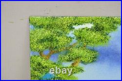 Den Moshe Signed Enamel on Copper Small Painting Yellow Countryside 7 x 8 Art