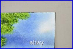 Den Moshe Signed Enamel on Copper Small Painting Yellow Countryside 7 x 8 Art
