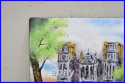 Dom Dominic Mingolla Enamel on Copper Small Painting Notre Dame Cathderal 6 x 8