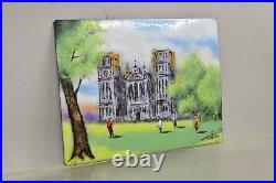 Dom Dominic Mingolla Enamel on Copper Small Painting Notre Dame Cathderal 6 x 8