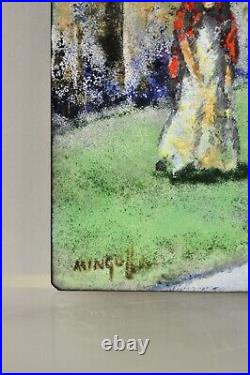 Dom Dominic Mingolla Enamel on Copper Small Painting Woman and Child 8 x 6