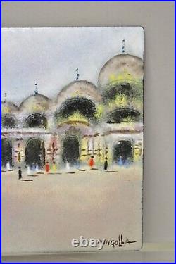 Dom Dominic Mingolla Enamel on Copper Small Painting of Domed Temples 6 x 8