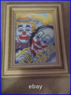 Dom Mingolla Clown Enamel Copper Painting Rare Frame SIGNED Old Vintage Art Gift
