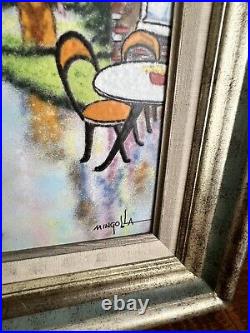 Don Mingolla Enamel On Copper Painting Evening Park Stroll- Signed/framed