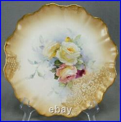 Doulton Burslem Hand Painted Roses & Enameled Floral Scrollwork 9 Inch Plate E