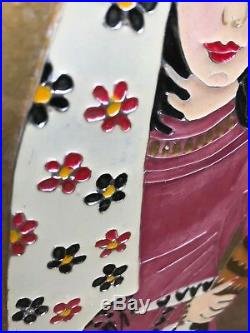 ELIZABETH NASHALIAN Original ENAMEL MODERN MIXED MEDIA Armenian Girl with Vase