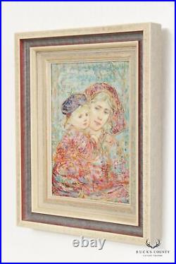 Edna Hibel Framed Enameled Porcelain,'Mother of Provence