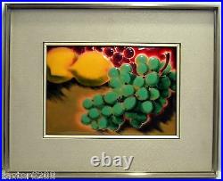 Email On Copper Enamel Signed Japan 1995 Fruits Raisins Lemons 7 7/8x11 5/8in
