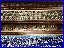 Embossed Engraved Persian Mina Kari Painted Handmade Fine Art Copper Enamel
