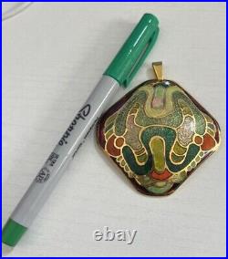 Enamel And Metal Necklace Pendant Hand Painted Duba 79 Cloisonné