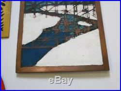 Enamel On Copper Metal Painting Abstract Modernist Cubism Popl Expressionism