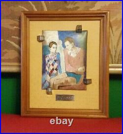 Enamel On Copper Vintage Pablo Picasso Painting Silver Hallmarked Framed C1950